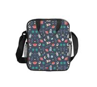 WYCZHY Rocket Clipart Space Ship Printed See Through Lunch Bag, Clear PVC Tote with Mesh Pockets and Adjustable Strap for Work