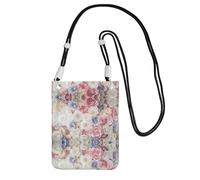 WYCZHY Rose Flower Floral Printing Travel Cell Phone Pouch Crossbody Bag With Shoulder Strap For Phone,Walking Passport,Wallet