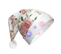 WYCZHY Rose Flower With Leaves Led Christmas Hat Luminous Santa 3 Flashing Modes For Holiday Halloween