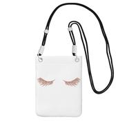 WYCZHY Rose Gold Eyelashes Printing Travel Cell Phone Pouch Crossbody Bag With Shoulder Strap For Phone,Walking Passport,Wallet