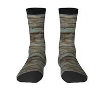 WYCZHY Rustic Old Barn Wood Printing Adult Socks, Color Block Mid Calf Socks With Great Elasticity, Fits 36 To 45 Foot Sizes