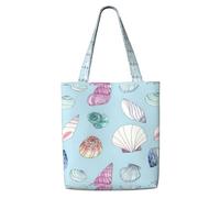 WYCZHY Sea Shell Print Large Reusable Heavy Duty Tote Bag Pack Available Premium Canvas Reusable Gift Bags Work Shopping