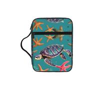 WYCZHY Sea Turtle Starfish Pattern Waterproof Bible Carrying Case with Smooth Zippers Large Capacity Storage Bag for Bible Study Supplies