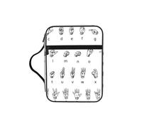 WYCZHY Sign Language Alphabet Waterproof Bible Carrying Case with Smooth Zippers Large Capacity Storage Bag for Bible Study Supplies