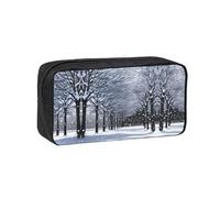 WYCZHY Snow Falling in The Park Printed Big Capacity Pencil Pouch, Lightweight Fabric Pen Bag, Organizer for Adult College