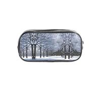 WYCZHY Snow Falling in The Park Printed Transparent Pencil Pouch, Heavy Duty PVC Zipper Bag, Sturdy Organizer for Markers