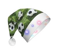 WYCZHY Soccer Ball On Grassy Led Christmas Hat Luminous Santa 3 Flashing Modes For Holiday Halloween