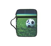 WYCZHY Soccer Ball On Grassy Waterproof Bible Carrying Case with Smooth Zippers Large Capacity Storage Bag for Bible Study Supplies