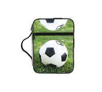 WYCZHY Soccer Ball On Grassy Waterproof Bible Carrying Case with Smooth Zippers Large Capacity Storage Bag for Bible Study Supplies