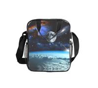 WYCZHY Space Planet Printed See Through Lunch Bag, Clear PVC Tote with Mesh Pockets and Adjustable Strap for Work