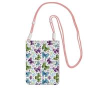 WYCZHY Spring Colorful Butterfly Printing Travel Cell Phone Pouch Crossbody Bag With Shoulder Strap For Phone,Walking Passport,Wallet