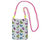 WYCZHY Spring Colorful Butterfly Printing Travel Cell Phone Pouch Crossbody Bag With Shoulder Strap For Phone,Walking Passport,Wallet