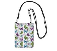 WYCZHY Spring Colorful Butterfly Printing Travel Cell Phone Pouch Crossbody Bag With Shoulder Strap For Phone,Walking Passport,Wallet