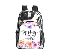 WYCZHY Spring is in The Air Printed Heavy Duty Clear Bookbag, Reinforced See Through Bag for Beach Outdoor Sports Travel