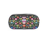 WYCZHY Sugar Horror Skull and Flowers Printed Transparent Pencil Pouch, Heavy Duty PVC Zipper Bag, Sturdy Organizer for Markers