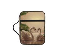 WYCZHY swan Green Leaves Waterproof Bible Carrying Case with Smooth Zippers Large Capacity Storage Bag for Bible Study Supplies