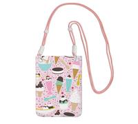 WYCZHY Sweet Ice Cream Printing Travel Cell Phone Pouch Crossbody Bag With Shoulder Strap For Phone,Walking Passport,Wallet