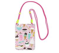 WYCZHY Sweet Ice Cream Printing Travel Cell Phone Pouch Crossbody Bag With Shoulder Strap For Phone,Walking Passport,Wallet