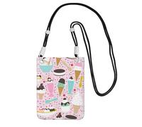 WYCZHY Sweet Ice Cream Printing Travel Cell Phone Pouch Crossbody Bag With Shoulder Strap For Phone,Walking Passport,Wallet