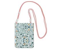 WYCZHY Terrazzo Marble Pastel Printing Travel Cell Phone Pouch Crossbody Bag With Shoulder Strap For Phone,Walking Passport,Wallet