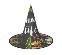WYCZHY Thug Life Flowers Printing 13 Inches Tall Foldable Halloween Hat, Oxford Cloth Halloween Cap For Carnivals
