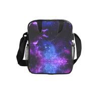WYCZHY Universe Galaxy Star Space Printed See Through Lunch Bag, Clear PVC Tote with Mesh Pockets and Adjustable Strap for Work