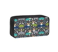 WYCZHY Wearing Clothes Corgi Dogs Printed Big Capacity Pencil Pouch, Lightweight Fabric Pen Bag, Organizer for Adult College