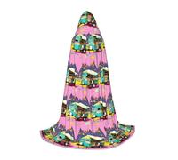 WYCZHY You Make Me Happy Camper Trailer Teen Cosplay Costume Hooded Cape Cloak Witch Vampire Wizard Masquerade Ball Halloween Party