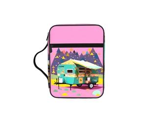 WYCZHY You Make Me Happy Camper Trailer Waterproof Bible Carrying Case with Smooth Zippers Large Capacity Storage Bag for Bible Study Supplies