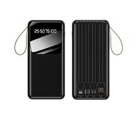 WYE 10,000mAh Portable Power Bank with Built-In Cables and LED Indicator | PC+ABS | Black/White Options (Black, 10,000 mAh)
