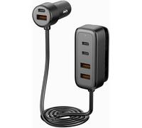 WYE 108W Multi-Port In-Car Charger Hub, USB-C & USB-A Quick Charging, Rear Seat Clip, Carbon Fiber Pattern, Universal Compatibility Buy Now on Amazon (Black)