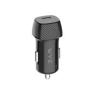 WYE 30W Single USB-C Fast Car Charger Plug Adapter, PD 30W Power Delivery Cigarette Lighter Charger with Carbon Fiber Finish & PPS Fast Charging for iPhone 16 15 14 Pro Max, Samsung - Black