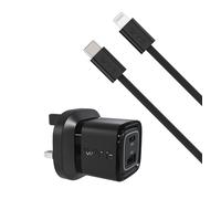WYE 32W USB-C & USB-A Fast Charger with 1m USB-C to 8-Pin Cable - Dual Port Charging Kit Compatible with iPhones and iPads - Compact Wall Plug for Phones, Tablets & More - Black