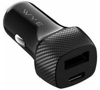 WYE 38W Dual Port USB-C & USB-A Fast Car Charger Adapter Plug, PD 30W Type-C & QC 18W USB Fast Charger Plug Block for iPhone 16 15 14 Pro Max, iPad, Samsung Galaxy, Pixel - Black