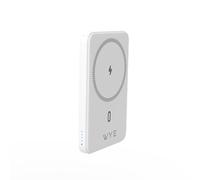 WYE 5000mAh Magnetic Wireless Power Bank, Slim MagCharge External Battery Pack with 20W PD Type-C Fast Charger Port, Pocket Battery Bank Charger for iPhone 16 15 14 13 Plus Pro Max - White