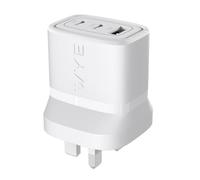 WYE 67W GaN Wall Charger 3-Port Type-C PD Fast Charging Plug Block, Compact Multi-Adapter Laptop Wall Charger Power Delivery Network for MacBook, iPhone 15, iPad, Samsung, Android - White