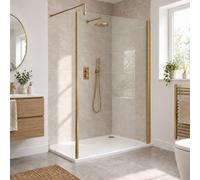 Wye Wetroom Screen 1400 X 1850 X 8mm (Support Bar & Profile Kit) - Brushed Brass