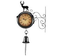 Spiral Bracket Clock and Weather Station, Wall Mounted Metal Stag Clock