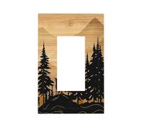 wyehjut Rustic Forest Pine Tree Wood 1 Gang Single Rocker Light Switch Cover Wall Plate Decorative Deer Country Farmhouse Brown Switchplate Outlet Electrical Receptacle for Kitchen Office