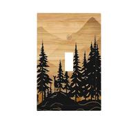 wyehjut Rustic Forest Pine Tree Wood 1 Gang Single Toggle Light Switch Cover Wall Plate Decorative Deer Country Farmhouse Brown Switchplate Outlet Electrical Receptacle for Kitchen Office
