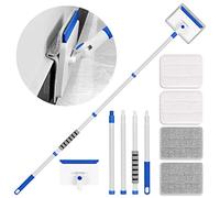 WYEIGIKS skirting Board Cleaner Tool with Extendable Handle, 360° Rotatable Long Duster for Ceilings & Walls, 57.8" Cobweb Brush & Duster on a Stick, Includes 4 Reusable Microfiber & Chenille Pads