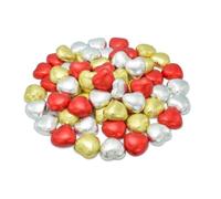 Wyeland Confectionery Gold, Red, and Silver Luxury Milk Chocolate Hearts Foil-Wrapped - Pack of 30 - For Wedding Favours and Mothers Day