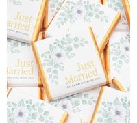 Wyeland Confectionery Just Married Milk Chocolate Neapolitans - Wedding Favour Chocolates - Gold and White Anemone - 50 Chocolates