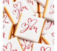 Wyeland Confectionery Love You Heart Milk Chocolate Neapolitans - Valentines Day and Wedding Anniversary Chocolates - Red & White - 50 Chocolates