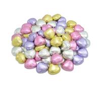 Wyeland Confectionery Mixed Colours Luxury Milk Chocolate Hearts Foil-Wrapped - Pack of 30 - Lilac, Pink, Silver, and Gold - For Wedding Favours and Mothers Day