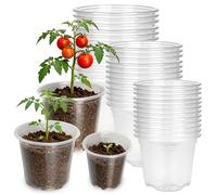wyevee Clear Nursery Pots for Plants, 3.5/4/5 Inch Transparent Plastic Flower Pots with Drainage Holes, For Indoor Outdoor Vegetable Flower Seed Starting, 36 Pack In 3 Sizes