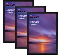 wyewye 50x70 cm Picture Frames 3 Pack Wood, Acrylic (Not Glass) 50x70 cm Photo Frame for Print, Certificate, Photo, Only Hang on the Wall, Black
