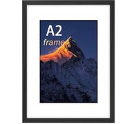wyewye A2 Frame, Wooden A2 Picture Frames, Versatile Black Frame, Dual Orientation (Landscape/Portrait), Includes Wall Hooks - Wall Mount for Home, Office, Gallery
