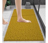 wyewye Chenille Bathroom Mat, Extra Soft Bathroom mat Non-slip,Super Absorbent Fluffy and Shaggy Bath Mats for Bath mat,Machine-Washable Quick Dry Bath Rug Foot Mat,Ginger
