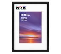 wyewye Picture Frame 30 x 40 cm Wood, Acrylic (Not Glass) 30 x 40 cm Black Poster Frame for 20 x 28.7 cm Print Certificate, Photo Frame with, Hangs on the Wall